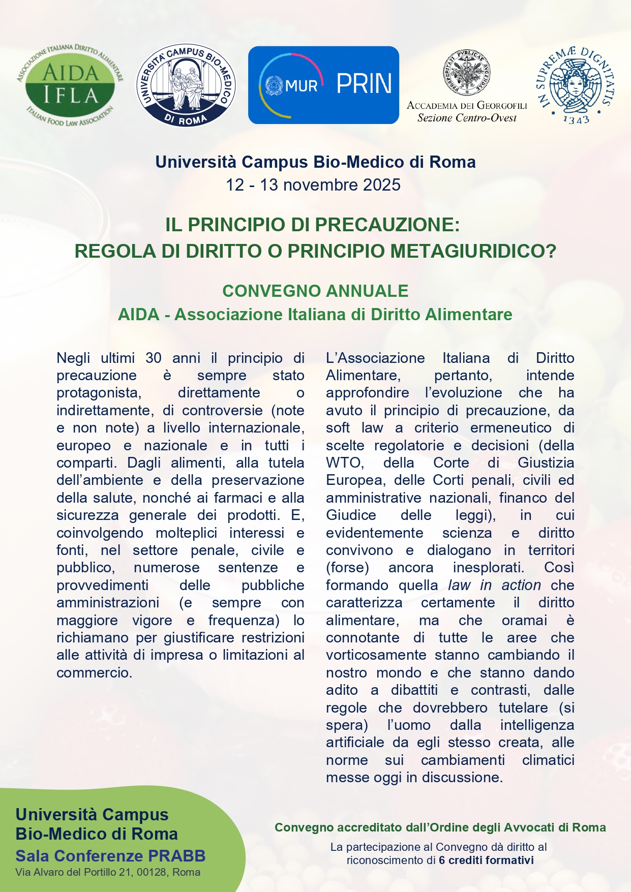 Il principio di precauzione: regola di diritto o principio metagiuridico? -  Convegno annuale AIDA 2025